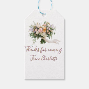 thanks for coming floral bouque green blue name mo gift tags