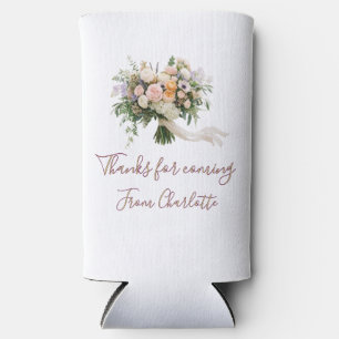 thanks for coming floral bouque green blue name mo seltzer can cooler