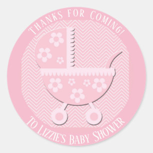 Thanks for Coming Pink Baby Shower Sticker