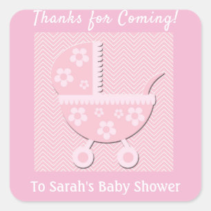 Thanks for Coming Pink Baby Shower Sticker