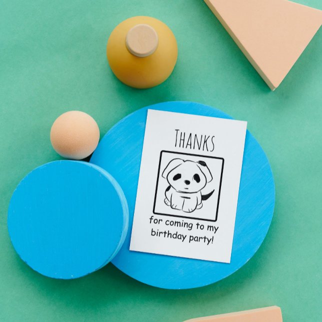 Thanks For Coming To My Birthday Party Puppy Thank You Card (Creator Uploaded)