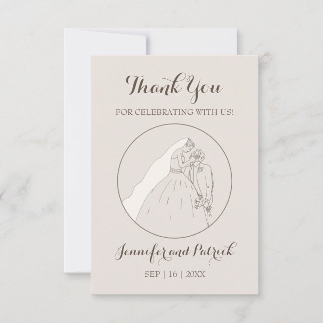 Thanks for coming to our wedding. The lovers kiss. Thank You Card (Front)