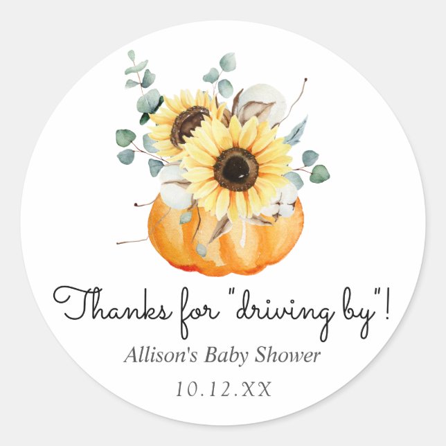 Thanks for Driving By Pumpkin Favour Tag (Front)