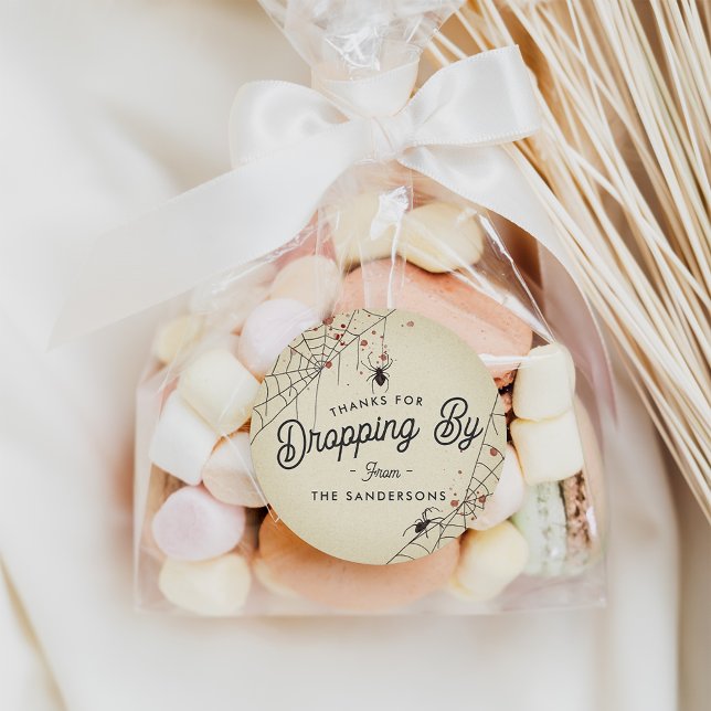 Thanks For Dropping By Halloween Party Favour Classic Round Sticker (Creator Uploaded)