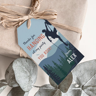 Thanks for Hanging   Rock Climbing Birthday Favour Gift Tags