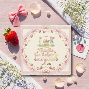 Thanks For Helping Me Grow Blonde Strawberry Thank You Card
