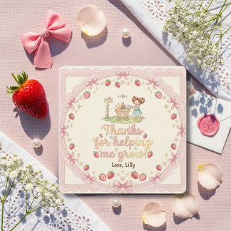 Thanks For Helping Me Grow Brunette Strawberry Thank You Card