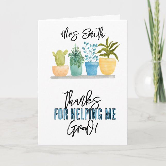 Thanks for helping me grow card (Front)