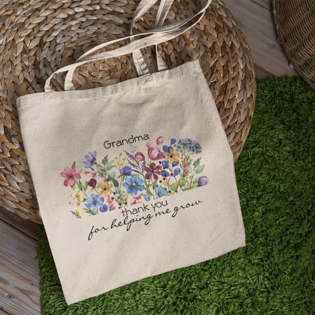 Thanks For Helping Me Grow Custom Floral Tote Bag (Creator Uploaded)