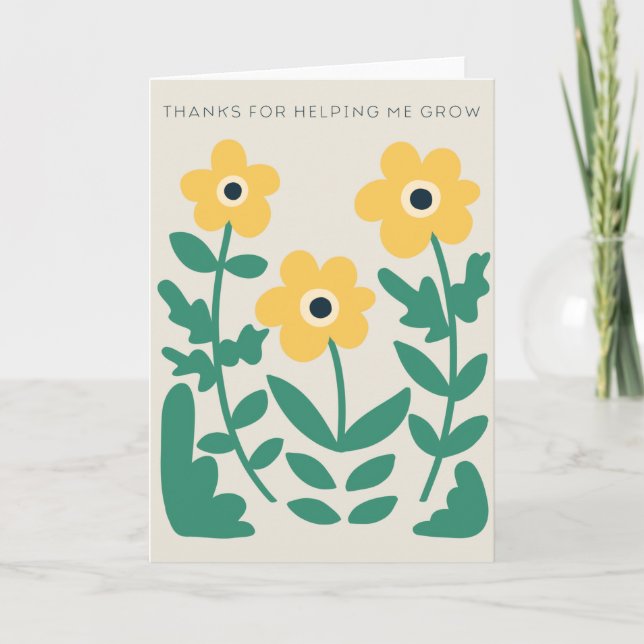 Thanks for Helping Me Grow Greeting Card, Blank  Thank You Card (Front)