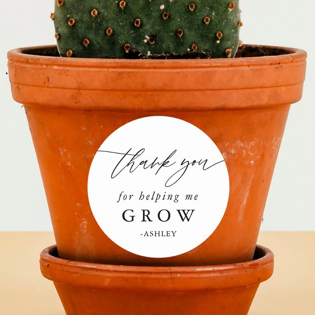 Thanks for Helping Me Grow Succulent Teacher Gift Classic Round Sticker (Creator Uploaded)