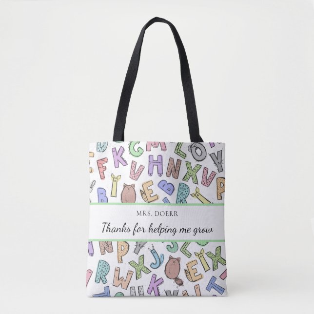 Thanks For Helping Me Grow Teacher Tote Bag (Front)