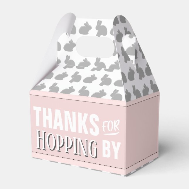 "Thanks for Hopping By" Bunny Rabbit Happy Easter Favour Box (Front Side)