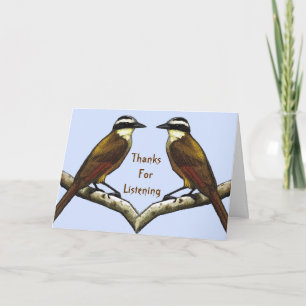 Thanks For Listening: Birds Face To Face Thank You Card