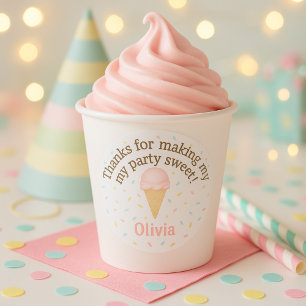 Thanks for Making My Party Sweet   Pink Ice Cream  Classic Round Sticker