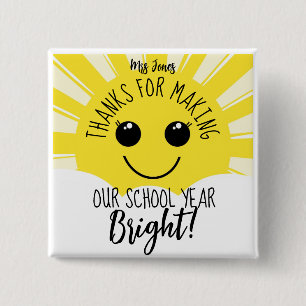 Thanks for making our year bright teacher thanks 15 cm square badge