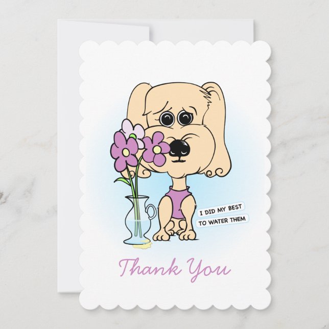 Thanks for minding my dog Flat Thank You Card (Front)