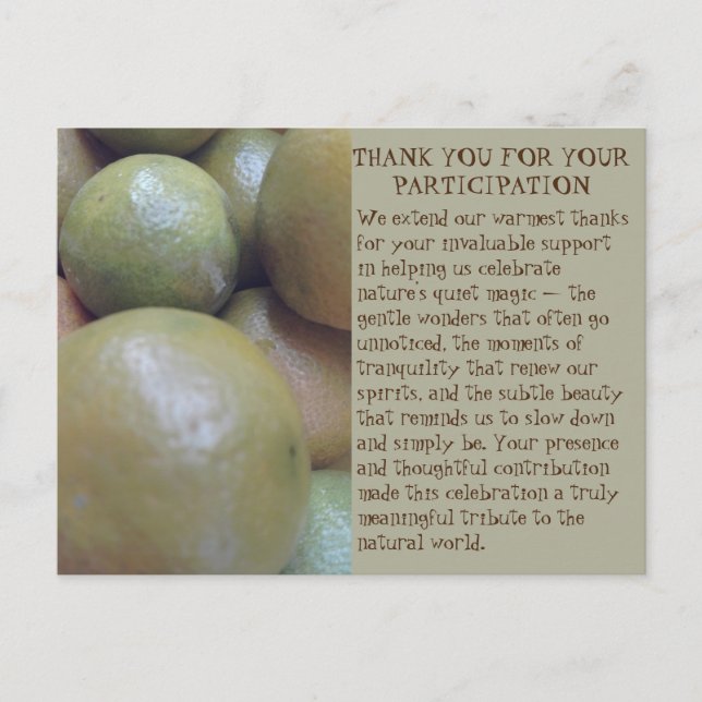 THANKS FOR NATURE EVENT PARTICIPATION POSTCARD (Front)