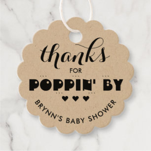 Thanks for Poppin' By Baby Shower Popcorn Favour T Tags