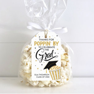 Thanks for Poppin By Graduation Party Favor Tags