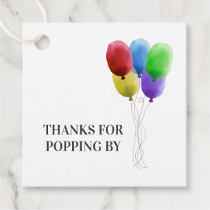 Thanks for Popping By, Balloon Gift Tag, Popcorn Favour Tags