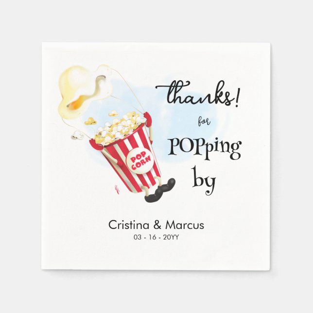 Thanks for Popping By Popcorn Event Napkin (Front)