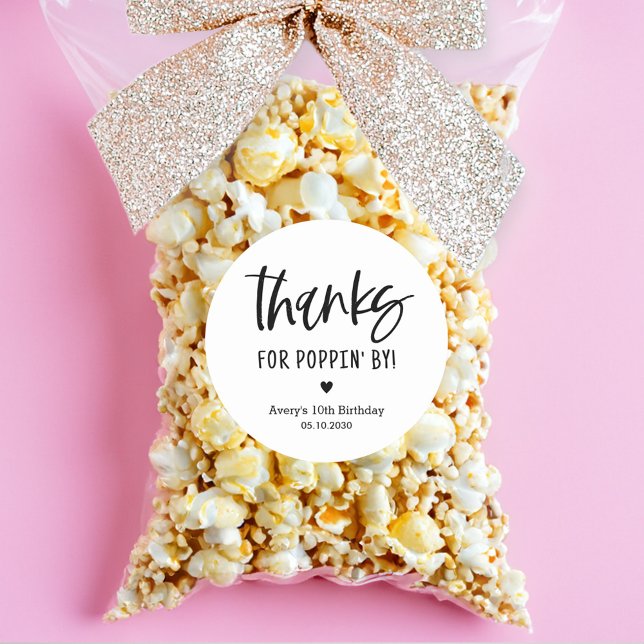 Thanks For Popping By Popcorn Party Favour Sticker (Creator Uploaded)