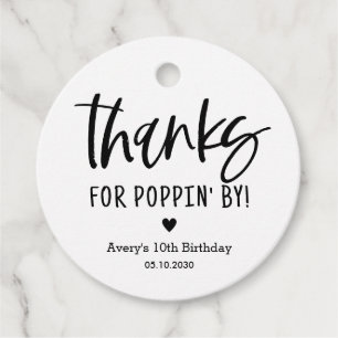 Thanks For Popping By Popcorn Party Favour Tags