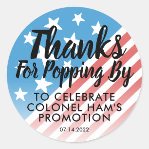 Thanks for Popping By Popcorn US Flag Military Classic Round Sticker