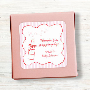 Thanks For Popping By Soda Bottle Baby Shower Square Sticker