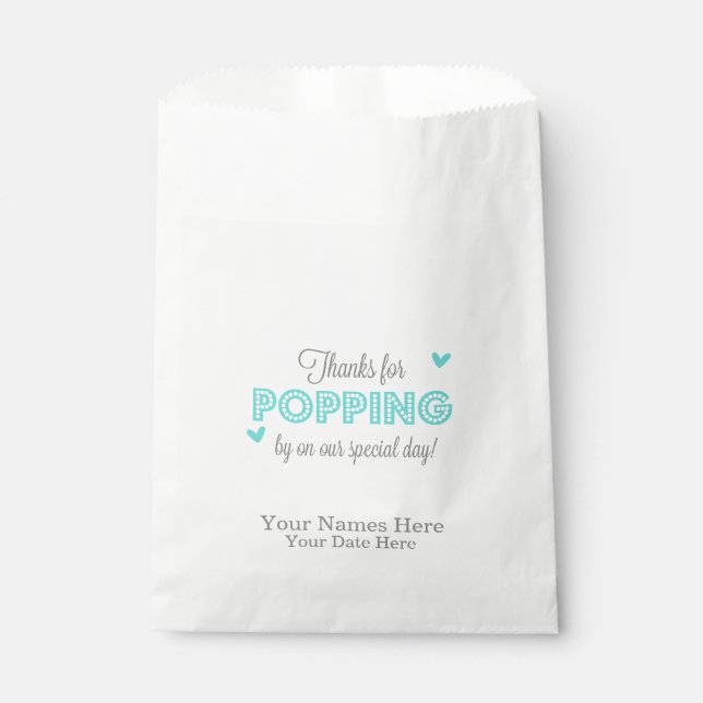 Thanks for Popping, Sweet Thank Yo, Wedding Favour Bag (Front)