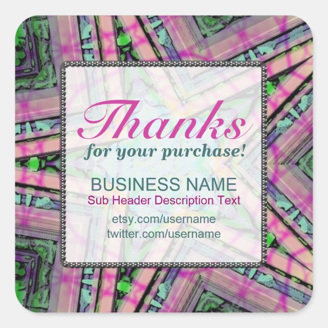 Thanks for Purchase Pastel Star Business square St Square Sticker (Front)