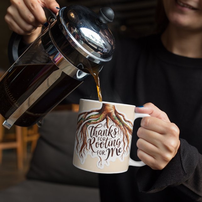 Thanks For Rooting For Me Mug (Show gratitude for your support with this, "Thanks for rooting for me" watercolor tree root mug! )