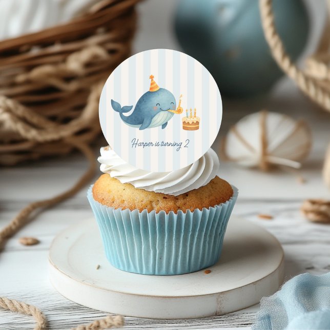 Thanks for Sailing By | Nautical Whale Birthday  Classic Round Sticker (Creator Uploaded)