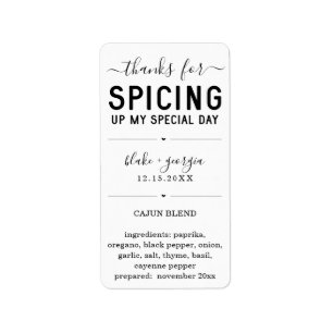 Thanks for Spicing Up My Special Day Spice Blend Label