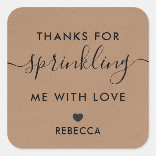 Thanks for Sprinkling Me With Love Gift Tag, Baby Square Sticker
