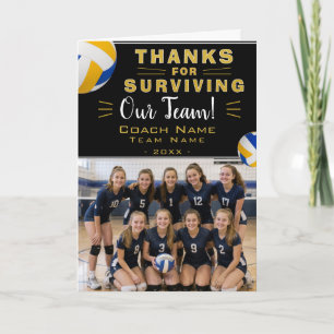 Thanks For Surviving Team Volleyball Coach Photo Thank You Card