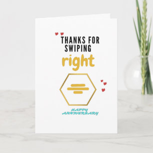 Thanks for Swiping Right Happy Anniversary Holiday Card