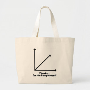 thanks for the complement large tote bag
