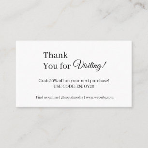 Thanks for the Love Monochrome Modern Business Discount Card
