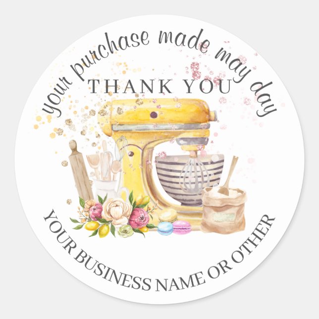 Thanks for the purchase, small bakery business.   classic round sticker (Front)