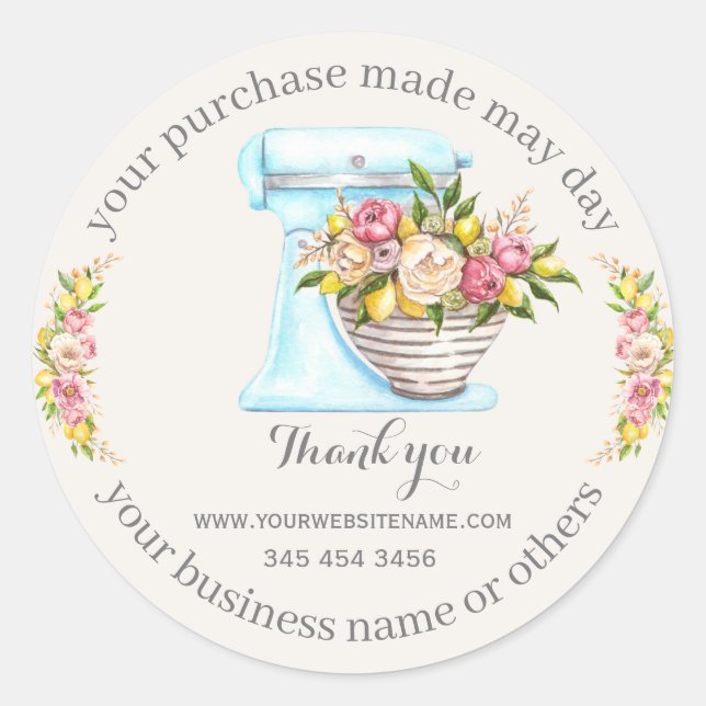 Thanks for the purchase, small bakery business.  classic round sticker (Front)