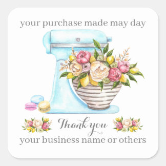 Thanks for the purchase, small bakery business square sticker
