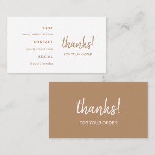 Thanks for your Order Brown Business Card