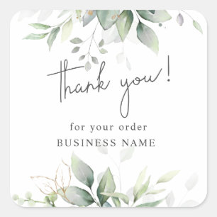 Thanks for your order elegant greenery eucalyptus square sticker