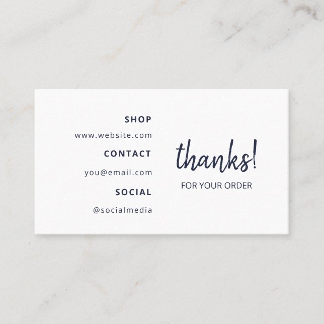 Thanks for your Order | Navy Blue Business Card (Front)
