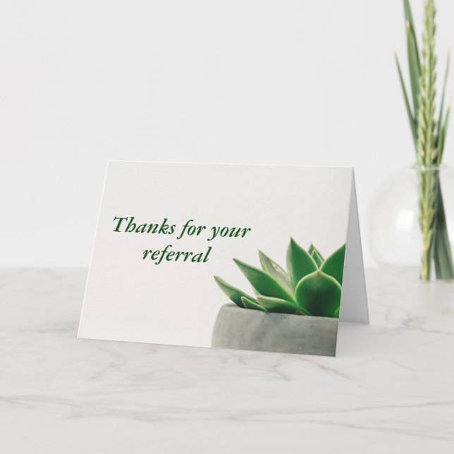 Thanks for Your Referral Modern Plant Business Card (Front)