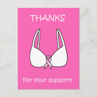 Thanks for Your Support, Pink Ribbon Bra. Postcard
