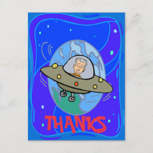 THANKS, from outta space, change text Holiday Postcard