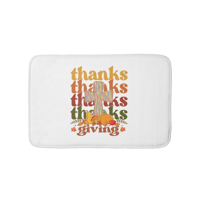 Thanks Giving Cross Pumpkin Bath Mat (Front)